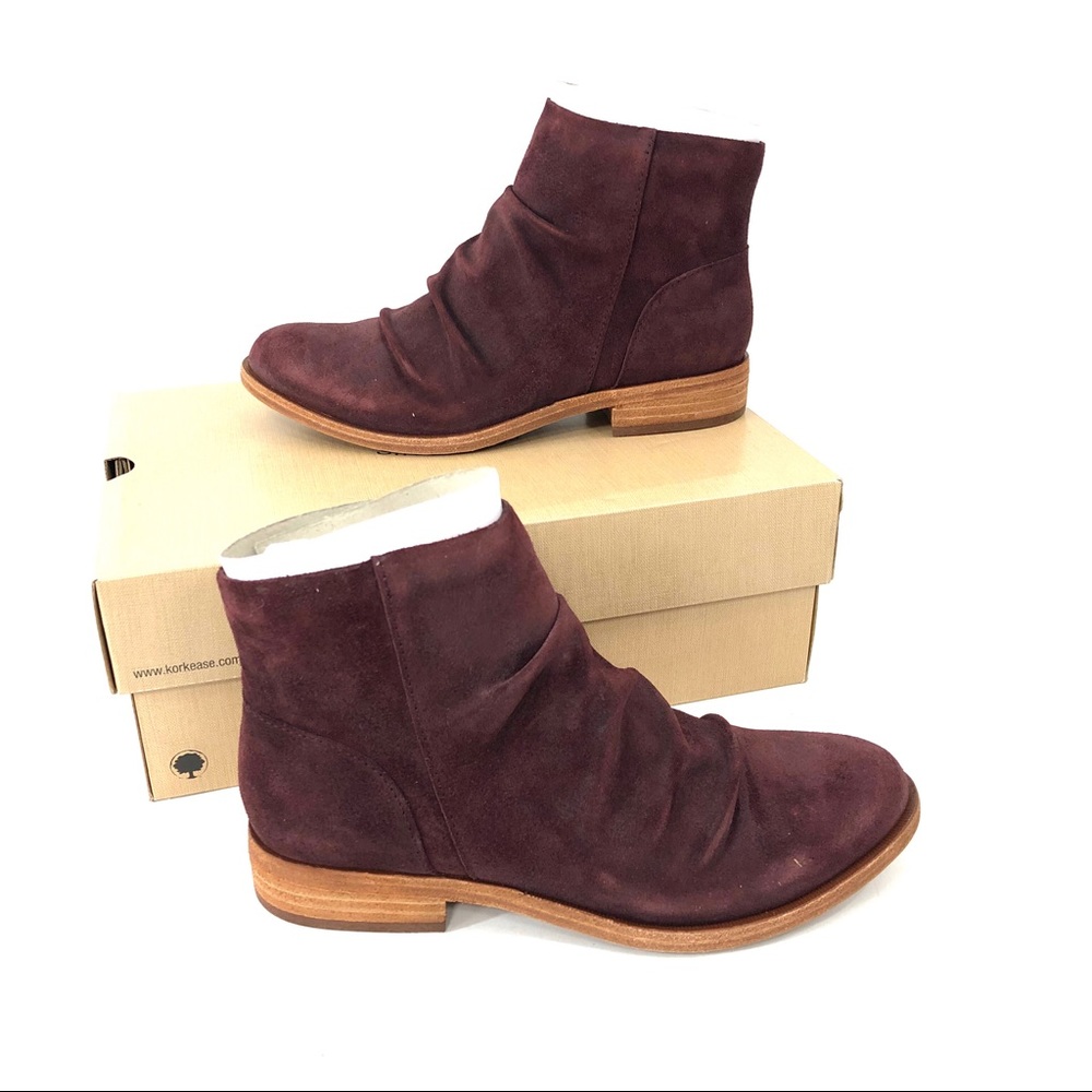 Kork-Ease Giba Suede Ankle Boot 6.5 Wine Leather